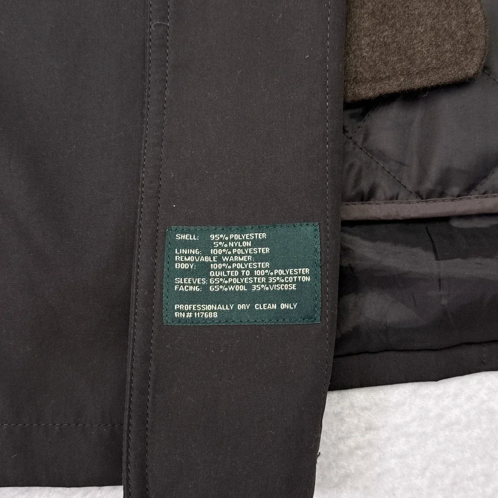 Lauren Ralph Lauren Over Coat Sz 40 Brown Wool Quilted Removeable Liner Commute